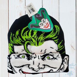 NWT THE JOKER DC COMICS HALLOWEEN ROLL DOWN BEANIE HAT SEE THROUGH MASK